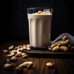 Gezonde smoothie van banaan, havermout en gemengde noten in een glas, klaar om van te genieten.