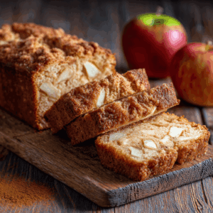 Koolhydraatarm zoet appel-kaneel brood met een geurige kruim en een lichte zoetheid, ideaal voor het ontbijt.