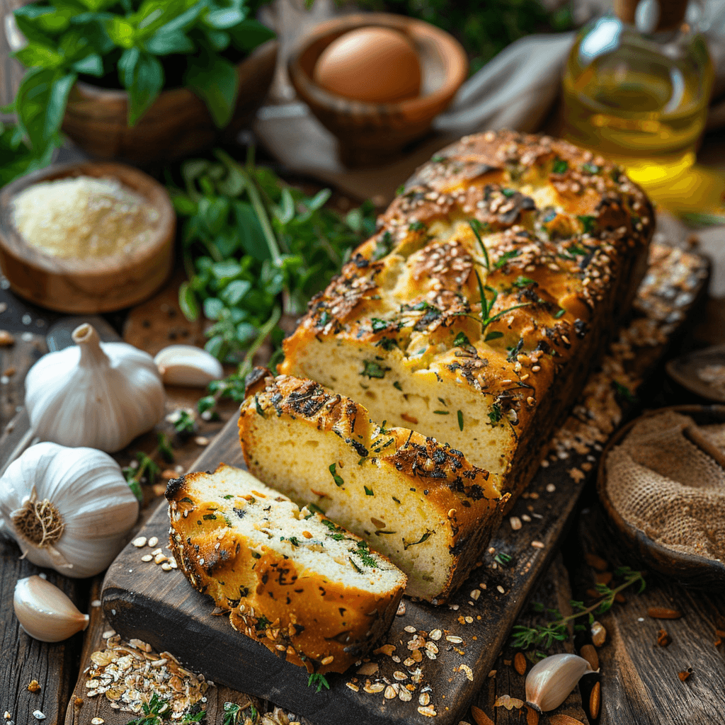 geurend paleo brood met knoflook en kruiden goudbruine bovenkant