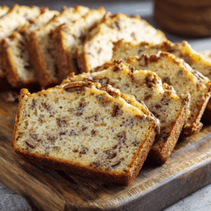 Koolhydraatarm nootachtig pecannoten brood met een luxe, rijke smaak en een zachte kruim.