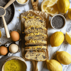 Luchtig paleo brood met citroenrasp en maanzaad lichte frisse uitstraling.