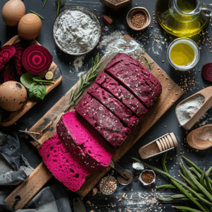 Roze rood paleo brood met bietjes en zachte binnenkant.