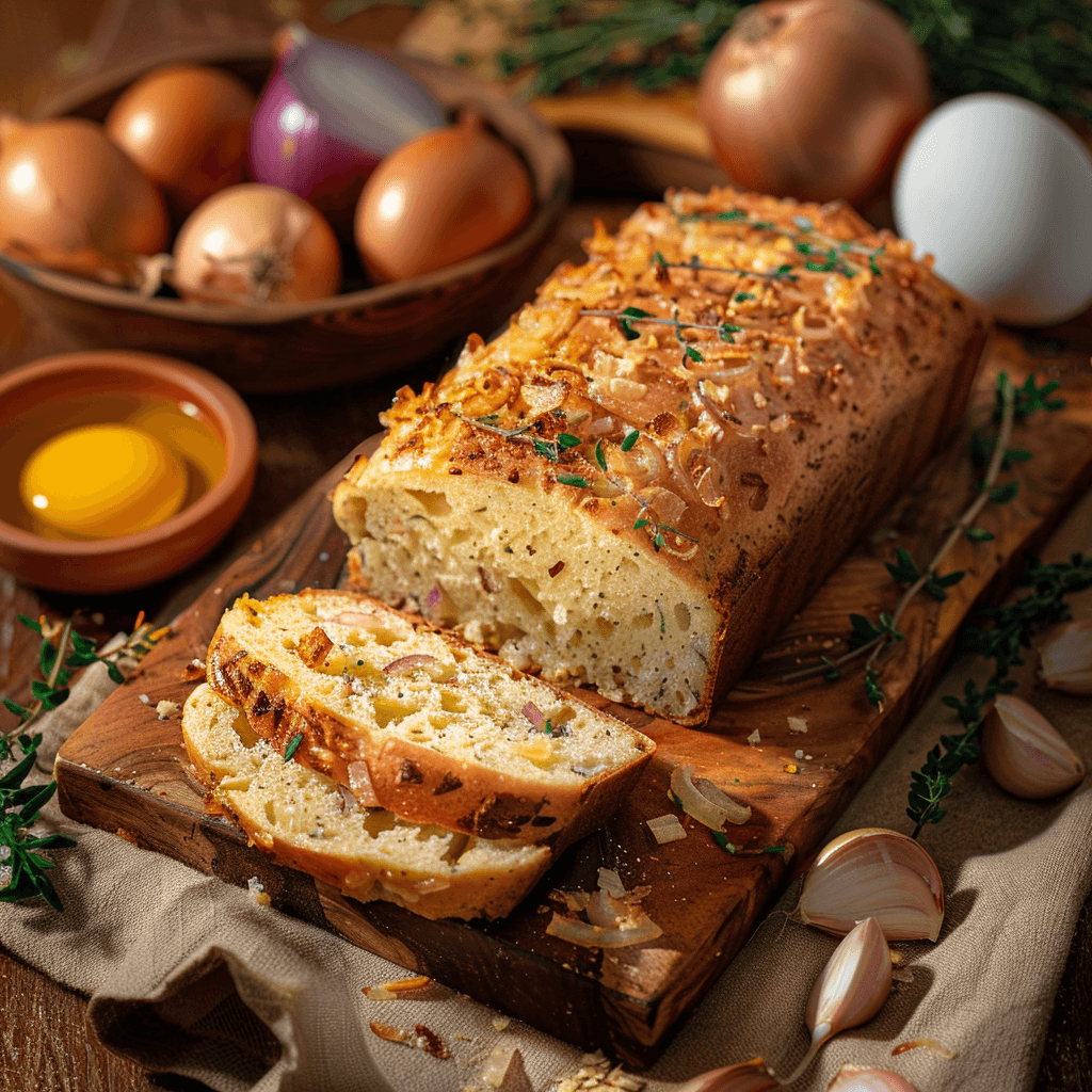 hartig paleo brood met ui en tijm lichte goudbruine korst
