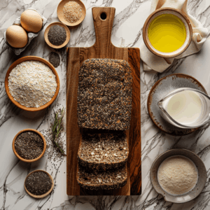 Stevig Keto chiazaad brood met nootachtige structuur