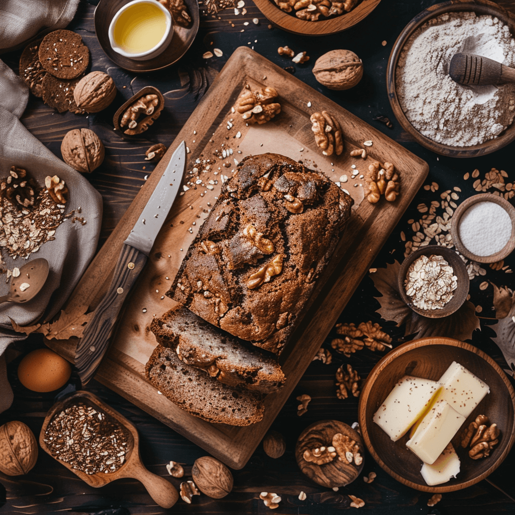 goudbruin brood met stukjes walnoot en zachte binnenkant