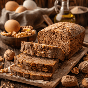 Stevig paleo brood met walnoten rustieke nootachtige uitstraling.