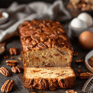 Luchtig paleo brood met pecannoten warme gouden kleur.