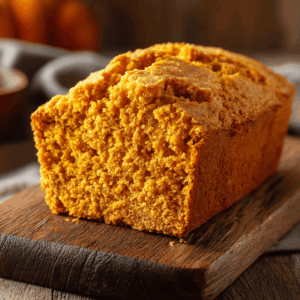 Koolhydraatarm herfstig pompoenbrood, zacht en kruidig, met een rijke en smaakvolle textuur.