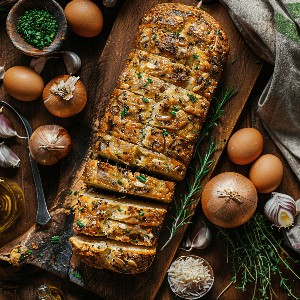 luchtig paleo brood met knoflook en ui goudbruine broodstengels met kruidige aroma