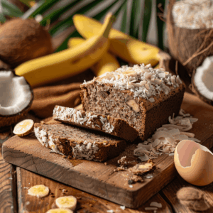 Paleo bananenbrood met kokos goudbruin en smeuïg met zachte zoete geur