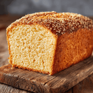 Koolhydraatarm sensueel sesammeel brood, met een nootachtige smaak en een stevige structuur.