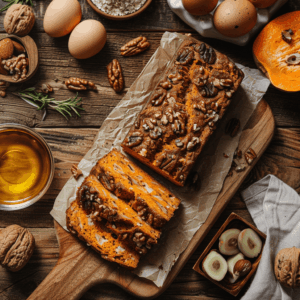 paleo brood met zoete aardappel en walnoten warm oranje kruim en rustieke noten
