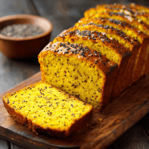 Koolhydraatarm gouden geel kurkuma brood met zwarte peper voor een verwarmende, gezonde smaak.