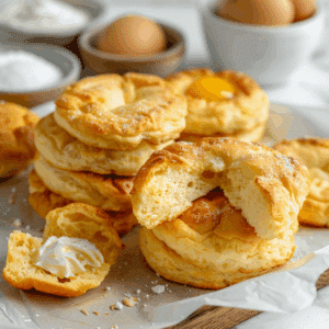 luchtige, goudbruine wolkbroodjes op bakplaat, perfect als lichte snack.