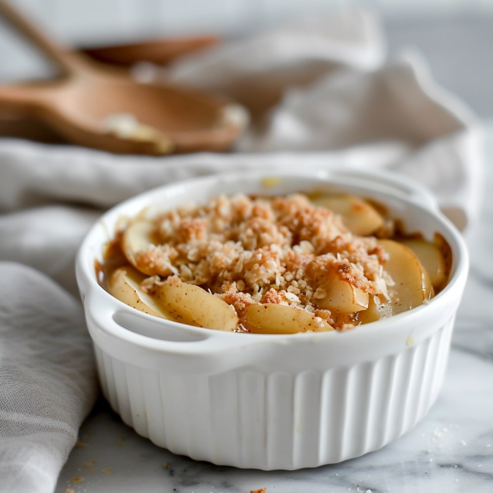Paleo appelcrumble met kokos en amandelmeel gezonde Hollandse ovenschotel met gebakken appels, knapperige notenlaag en kaneel. Perfect paleo-dessert of ontbijt in Nederland, zonder geraffineerde suikers.