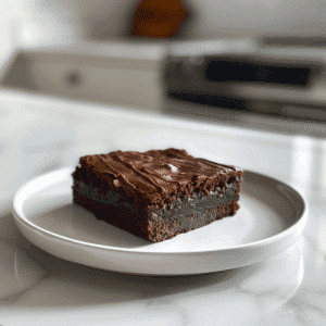 paleo chocolade brownie met fudgy structuur en diepe donkere chocoladekleur, gezonde glutenvrije brownie gemaakt met amandelmeel cacao en honing, zachte en smeuïge paleo brownie perfect voor een voedzame en natuurlijke chocoladetraktatie