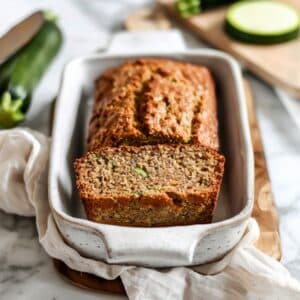 Vers paleo courgettebrood uit de oven, gemaakt met amandelmeel en kokosmeel, luchtig en voedzaa. Perfect gezond ontbijt of tussendoortje.