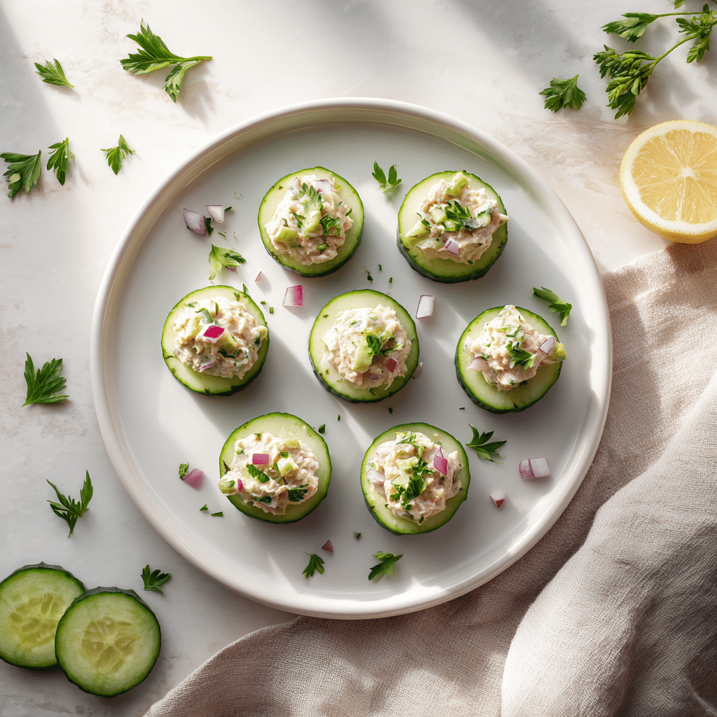 Paleo komkommerschijfjes met tonijnspread