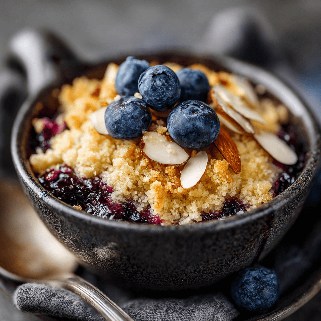 Keto vegan blauwe bessen amandel crumble bowl