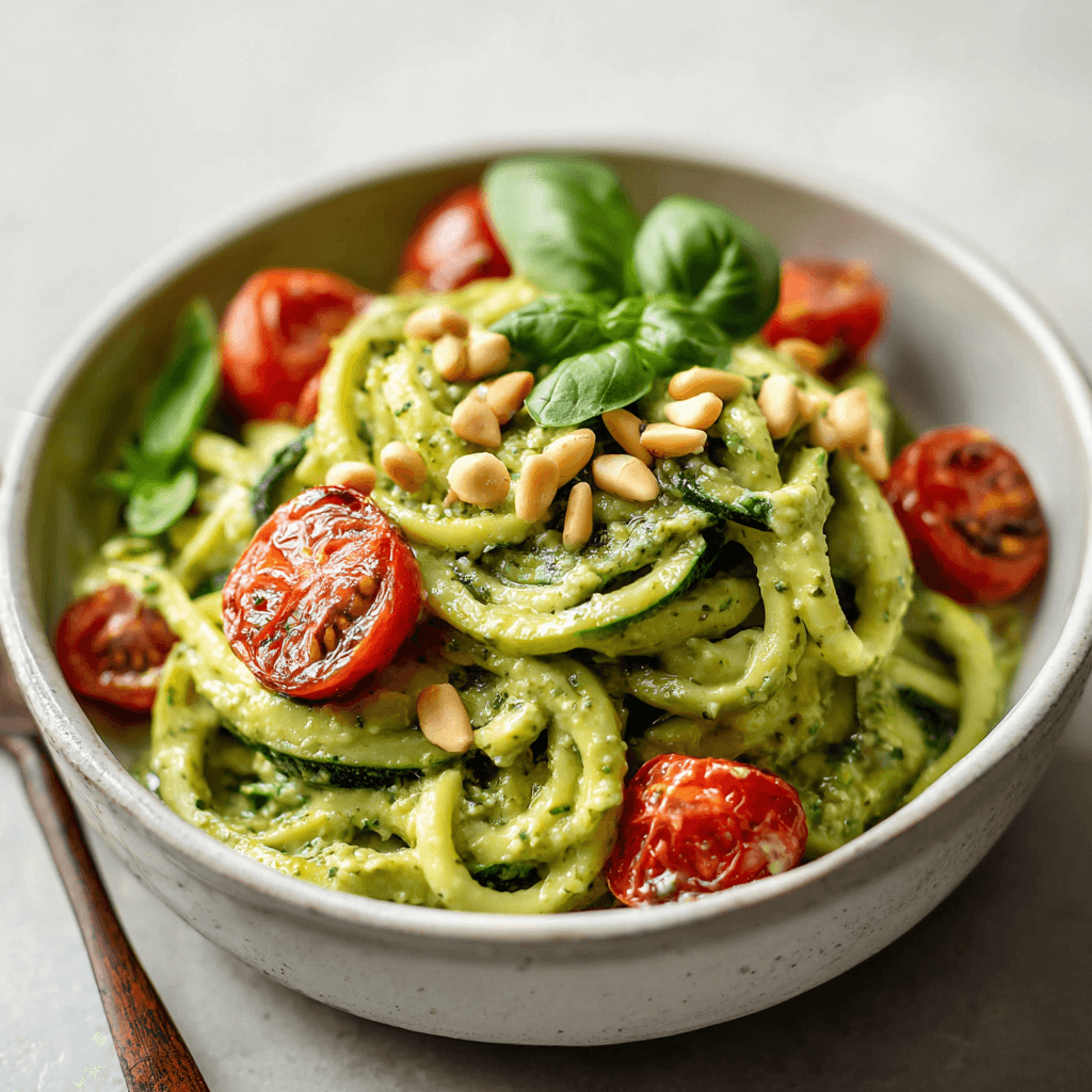 Keto Vegan Avocado Pesto Courgette noedels