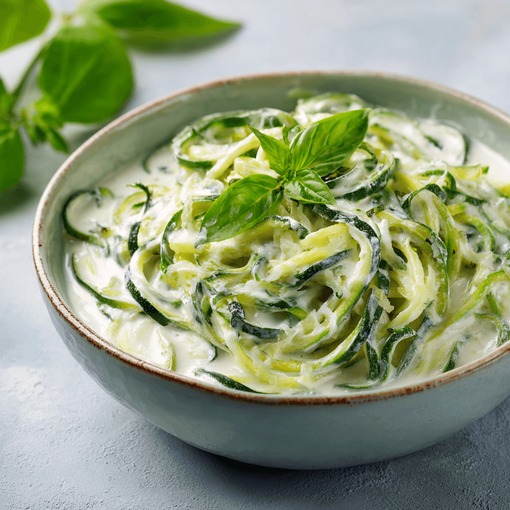 Keto Vegan Courgette Basilicum Alfredo