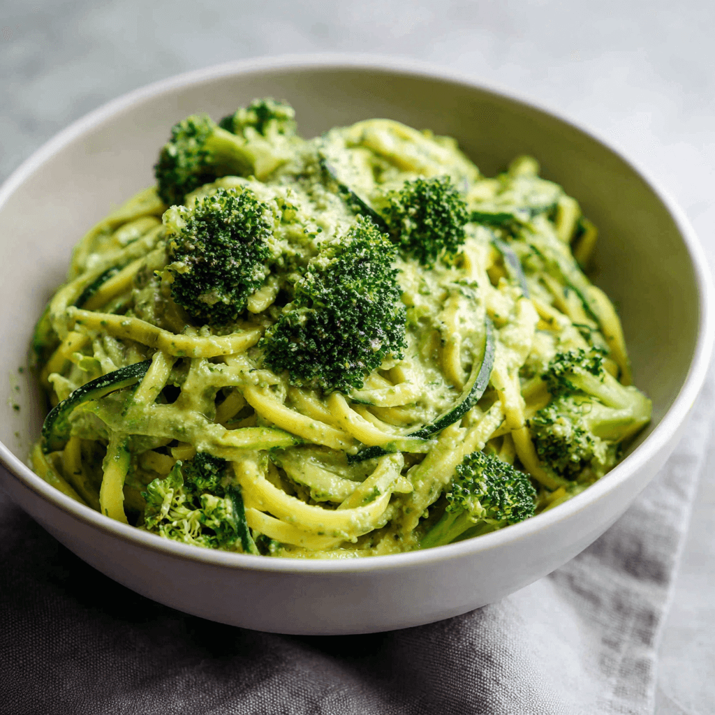 Keto Vegan Broccoli Avocado Pesto Pasta