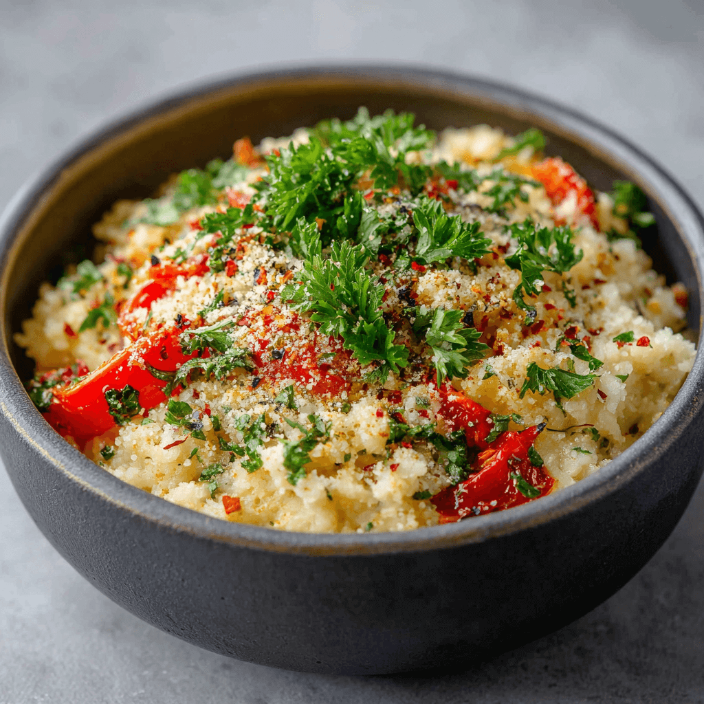 Keto Vegan Geroosterde Paprika Risotto