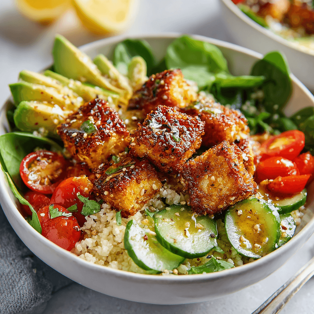 Keto Vegan Krokante Citroen Tofu Bowl
