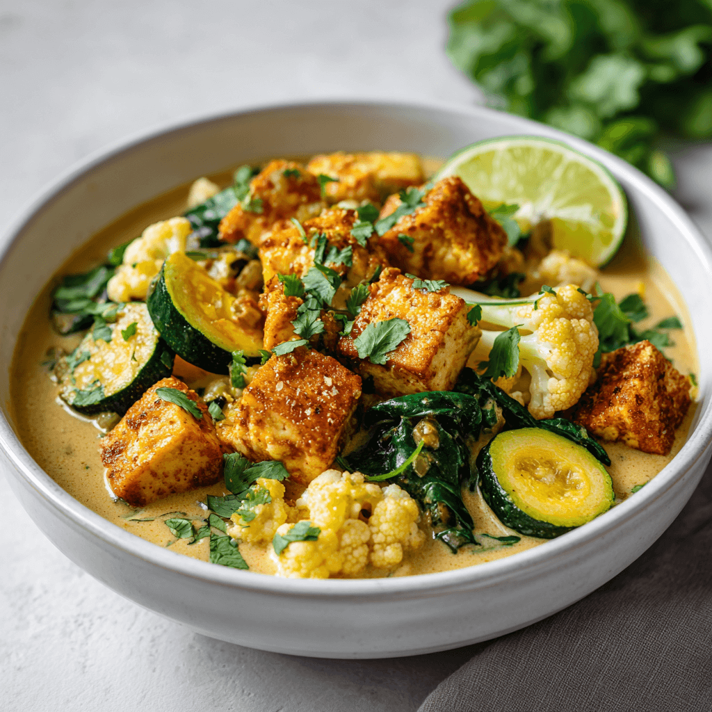 Keto Vegan Amandel Tofu Curry