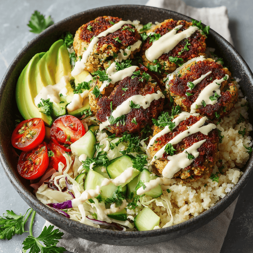 Keto Vegan Courgette Falafel Bowl