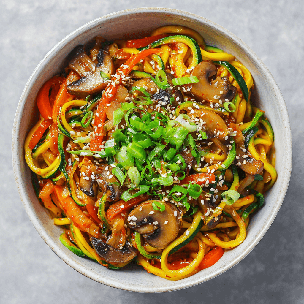 Keto Vegan Roerbak van Courgette en Kimchi
