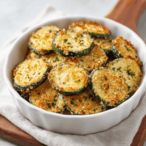 Keto gegrilde courgette Parmezaan, een koolhydraatarme schotel met gegrilde courgette en gesmolten Parmezaanse kaas.