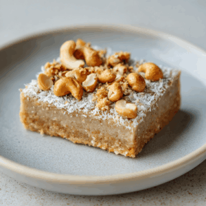 Keto vanille-cashewrepen, koolhydraatarme snackrepen gemaakt van cashewnoten en vanille, vaak zacht en licht zoet van smaak