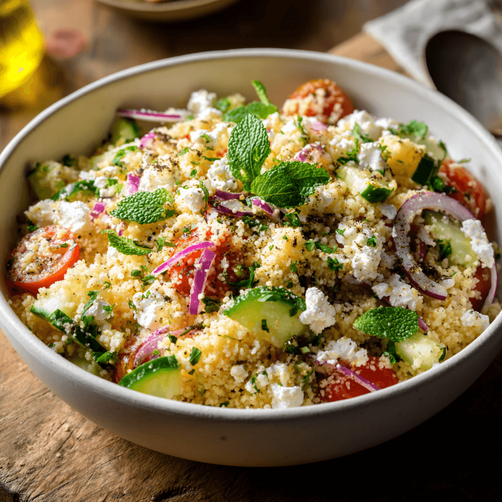 Couscoussalade met feta en munt