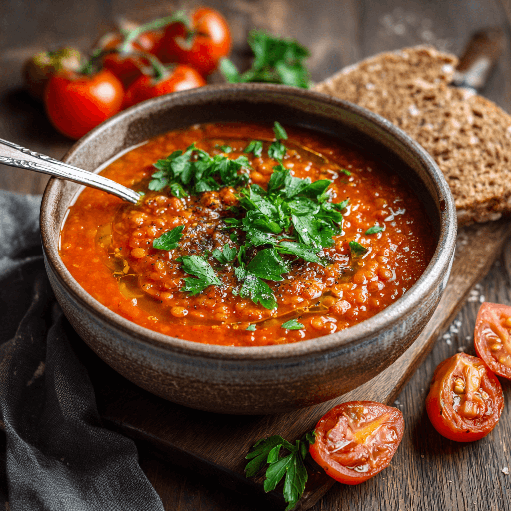 Geroosterde Tomaten- en Linzensoep
