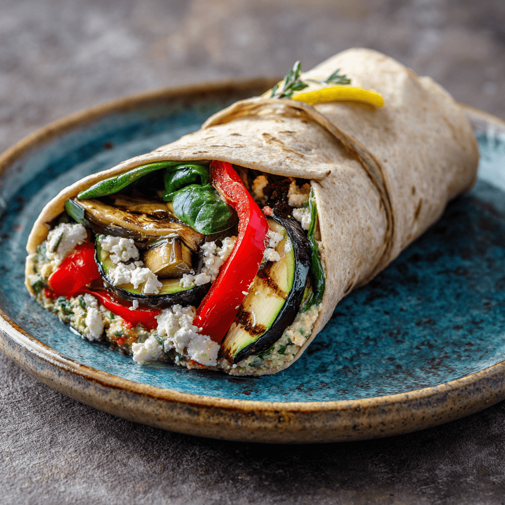 Aubergine- en Hummuswrap