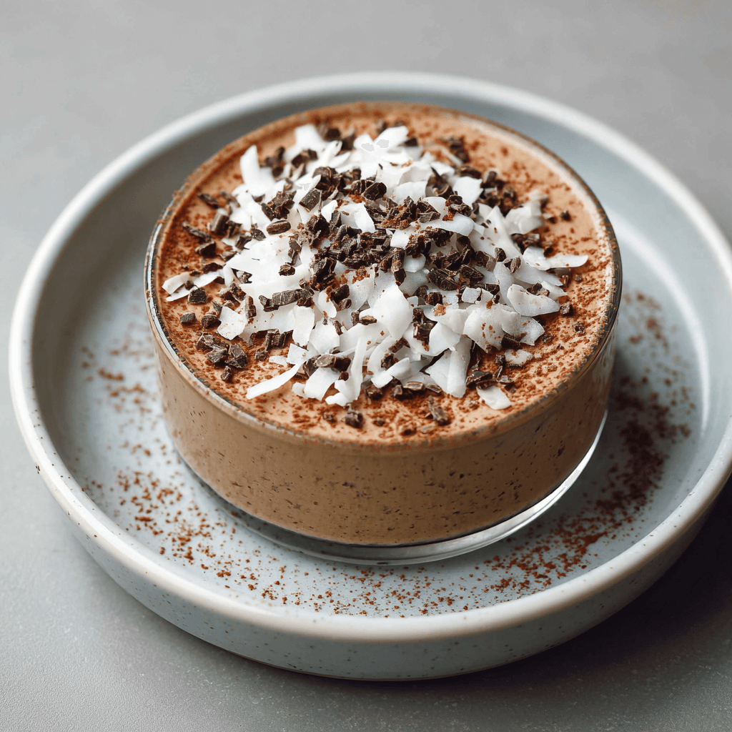 Romige en volle Keto Mokka Kokos Cheesecake met krachtige koffie- en chocoladetonen, perfect als snel koolhydraatarm dessert.