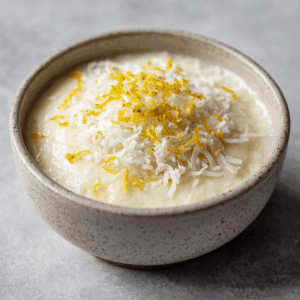 Frisse en romige keto kokos-citroenpudding, koolhydraatarm en snel te maken. Perfect met verfrissende citrus en een zachte kokosstructuur.