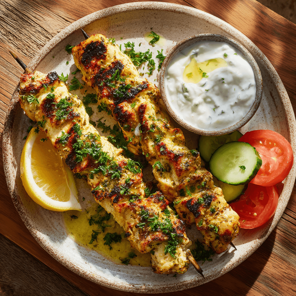 Mediterrane gegrilde kipspiesen