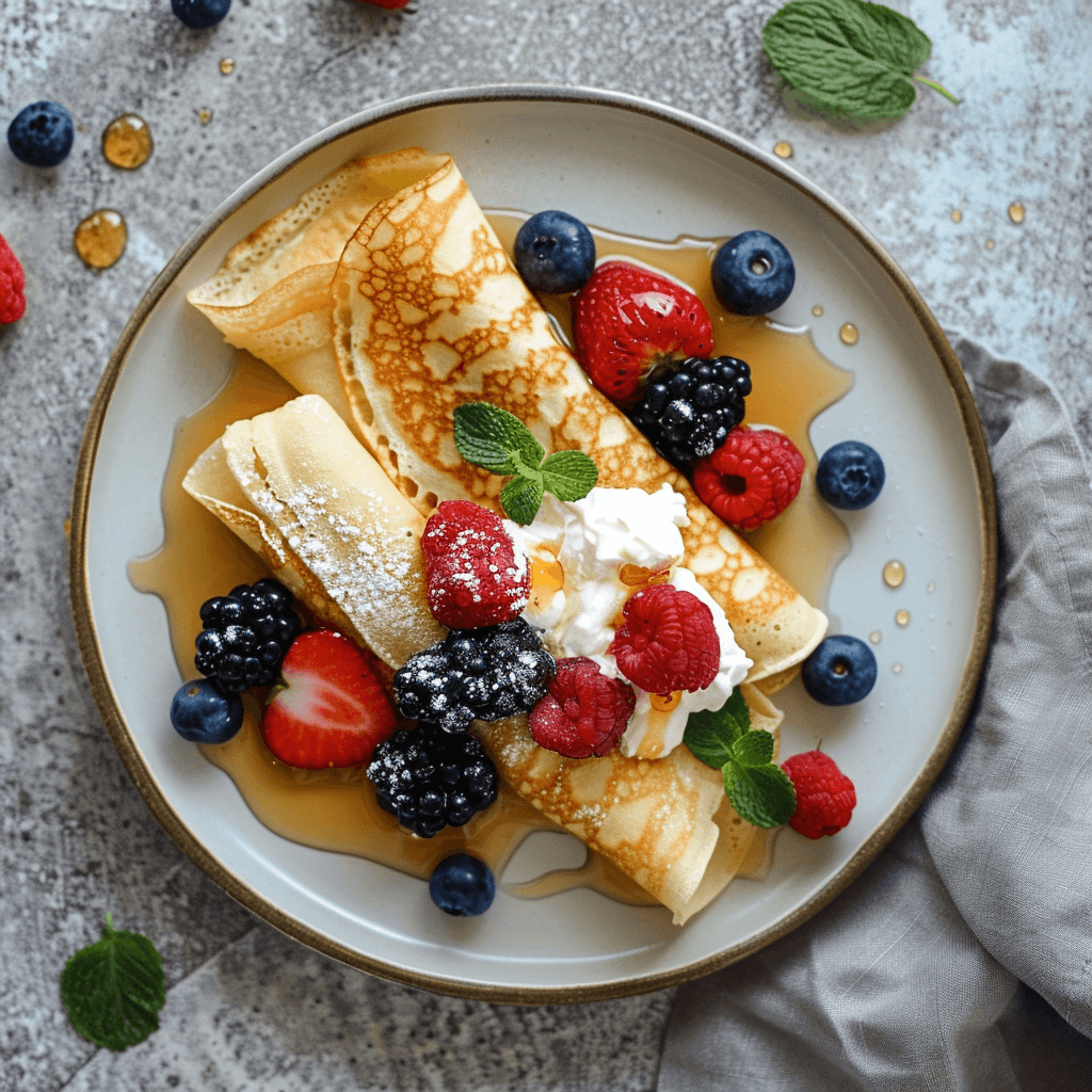 Crêpes gevuld met ricotta en bessen