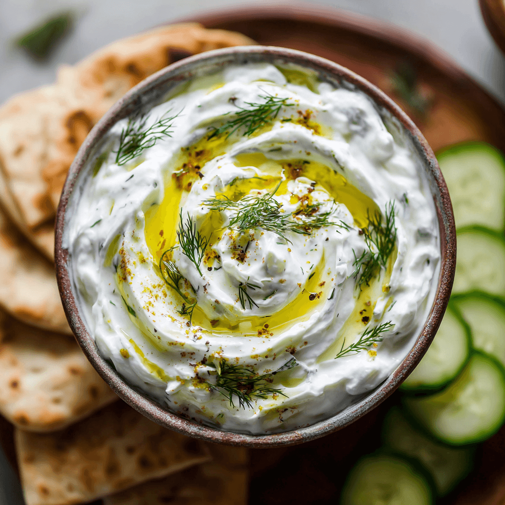 Griekse yoghurtdip met komkommer en knoflook (tzatziki)