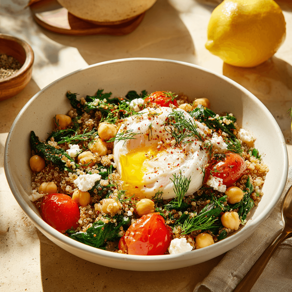 Ontbijt Graanbowl met Kikkererwten en Groene Groenten