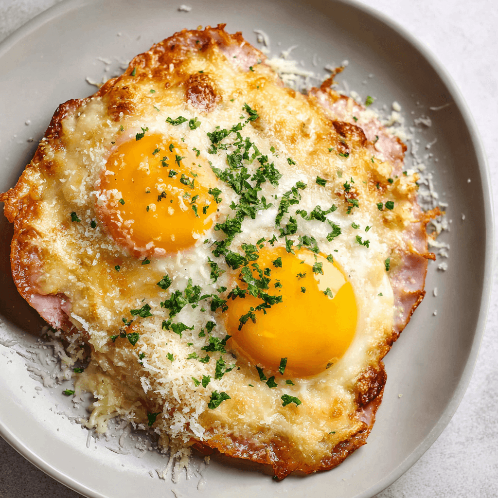 Keto uitsmijter met ham en kaas
