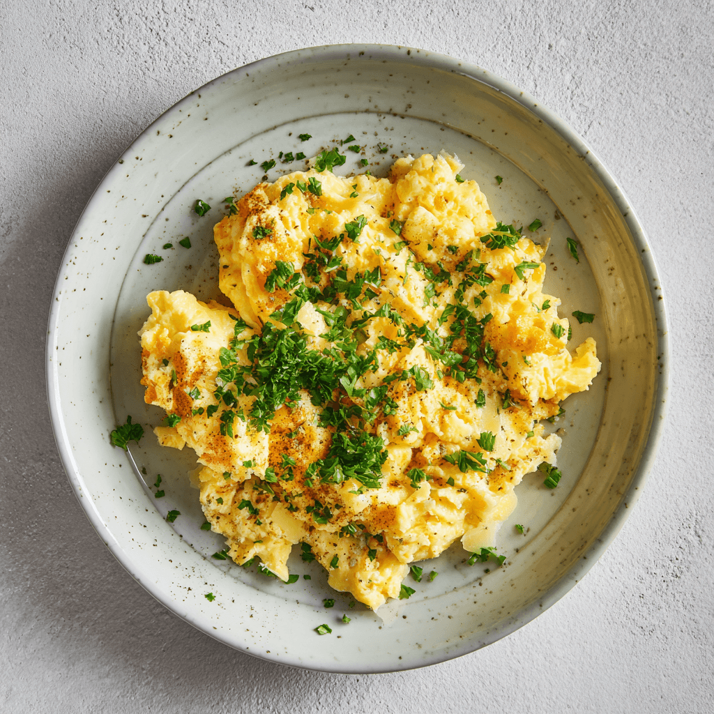 Roerei met boerenkaas uit de airfryer