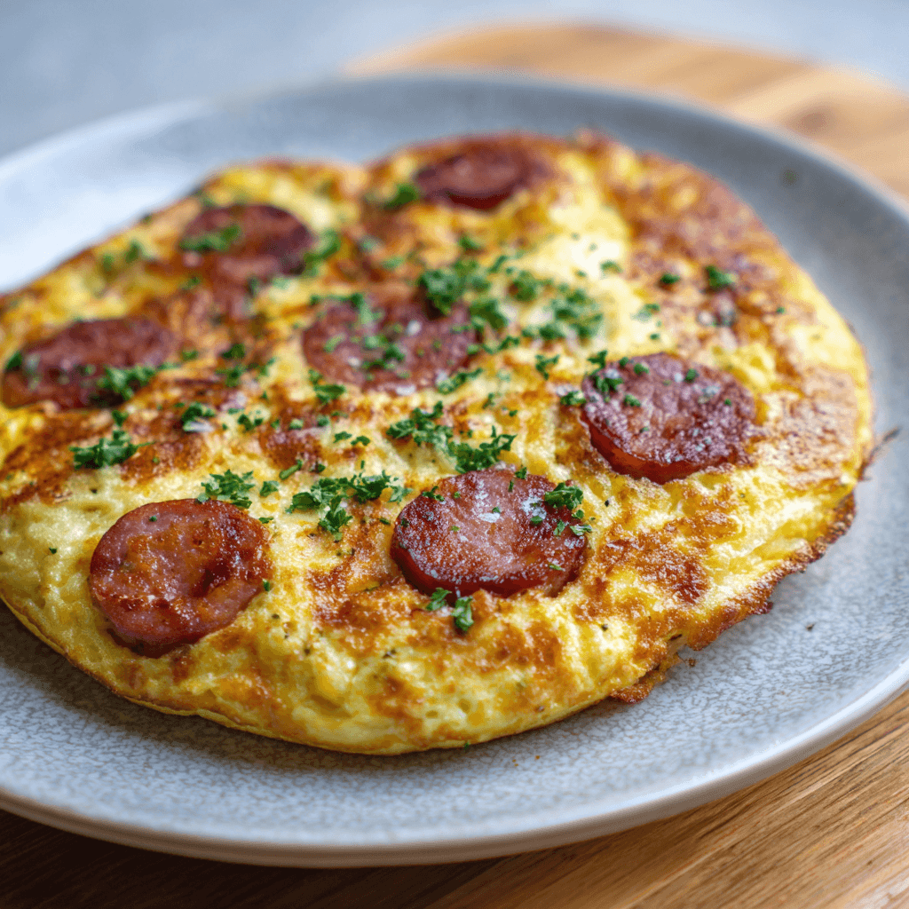 Omelet met rookworst uit de airfryer