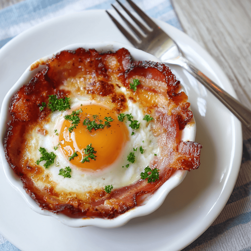 Gebakken ei met spek uit de airfryer