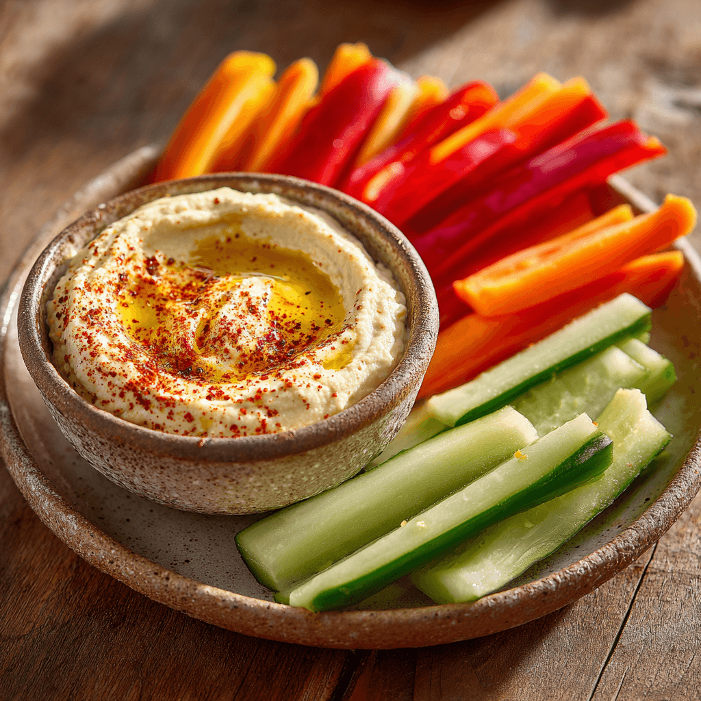Mediterrane groentesticks met hummus