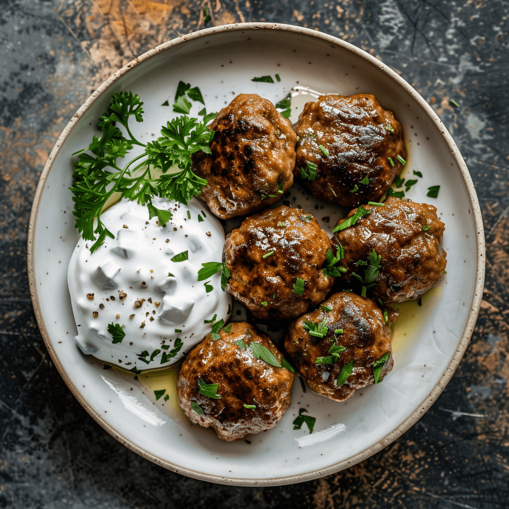 Griekse gehaktballetjes met yoghurtsaus