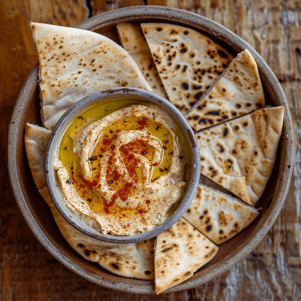 Geroosterde knoflookspread met pita