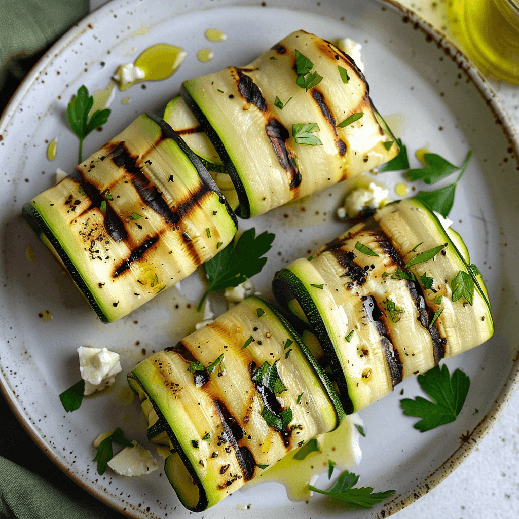 Gegrilde courgetterolletjes met feta